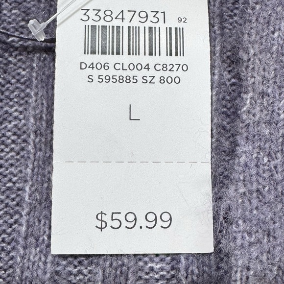 LOFT Open Front Long Knit Cardigan Women's Size Large Cozy Gray NWT NEW - Picture 13 of 14